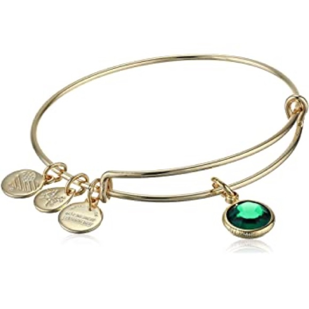 Alex and Ani green emerald gold bangle bracelet